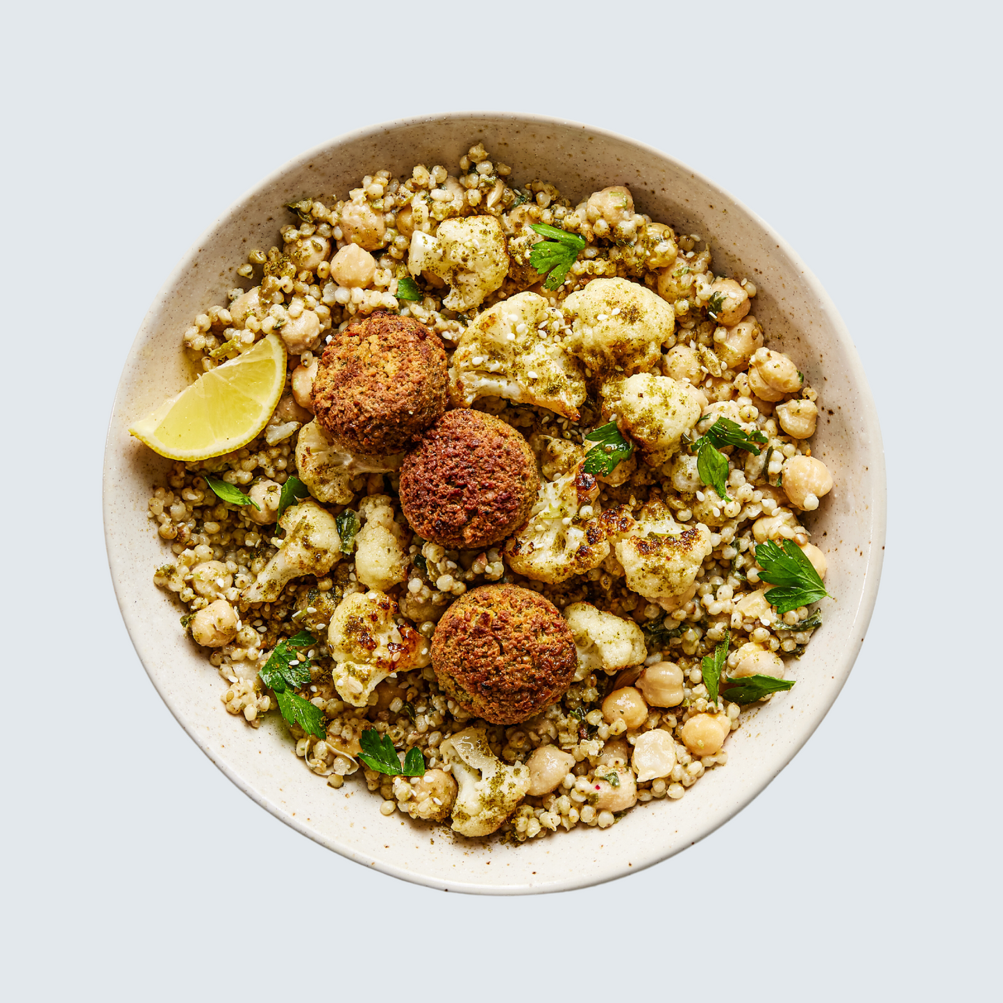 Roasted Cauliflower & Falafel Dish