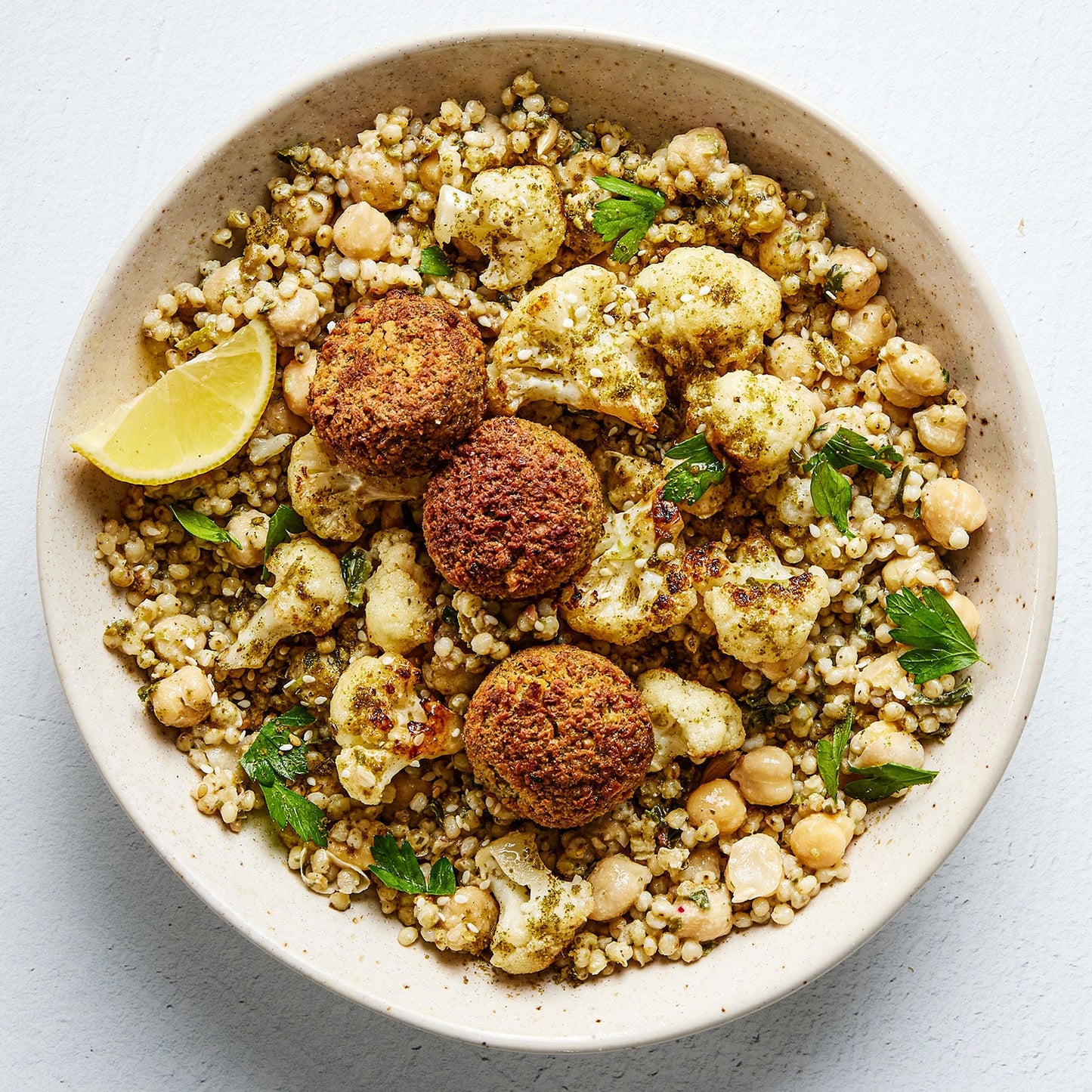 Roasted Cauliflower & Falafel Dish